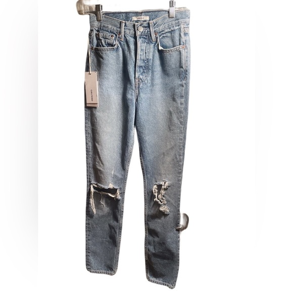 NWT GRLFRND super high rise Karolina skinny leg cotton denim distressed jeans 24 - Picture 2 of 5